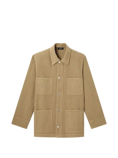 A.p.c. Button-up Pocket-detail Jacket In Nude