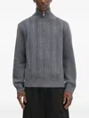 Apc A.p.c. Mens Grey Wool Cable-knit Jumper In Gray