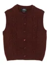 Apc Cable Knit Sleeveless Jumper And Buttons In Brown