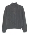 A.p.c. Cable-knit Button Sweater In Gray
