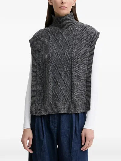 Apc Cable-knit Funnel-neck Gilet In Gray