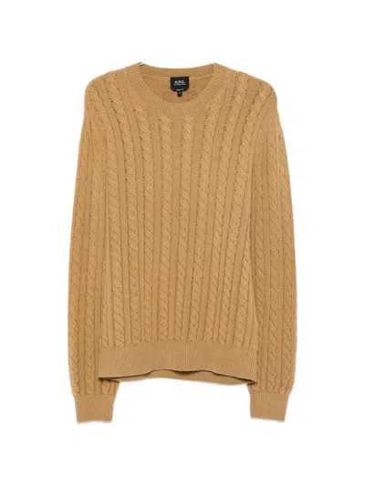A.p.c. Cable-knit Wool Sweater In Brown