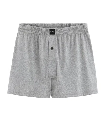 Apc Cabourg Boxer Shorts In Plb - Pale Heather Gray