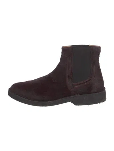 Pre-owned Apc Calf Hair Chelsea Boots In Burgundy