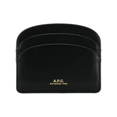 A.p.c. Calf Leather Card Case In Black