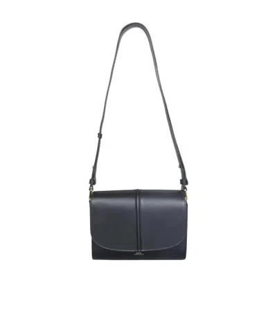Apc Calf Leather Crossbody Bag In Black