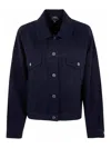 Apc A.p.c. Long Sleeved Buttoned Jacket In Blue