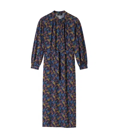 Apc Camélia Dress In Iah - Dark Blue