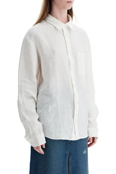 Apc Camicia Unisex In Lino Bianco Sporco Eleganza Minimalista In White