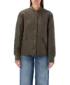 Apc A.p.c. Camila' Jacket With Press Buttons In Military Green Quilted Fabric