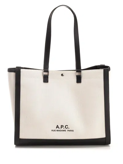 Apc Camille 2.0 Logo Printed Tote Bag In White/black
