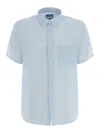 Apc Light Blue Short-sleeved Linen Bellini Shirt In Light Blue