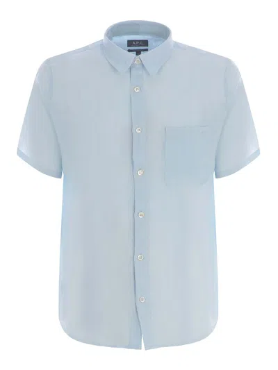 Apc Linen Shirt In Light Blue