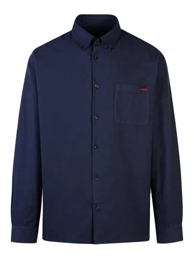 APC MATEO NAVY COTTON SHIRT