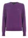 Apc A. P.c. Embroidered Virgin Wool Sweater In Purple