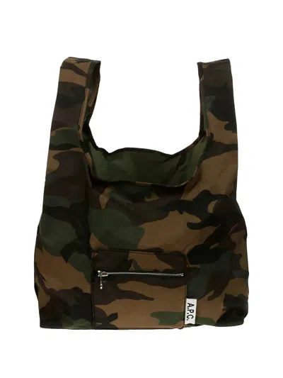 Apc Camouflage-pattern Tote Bag In Brown