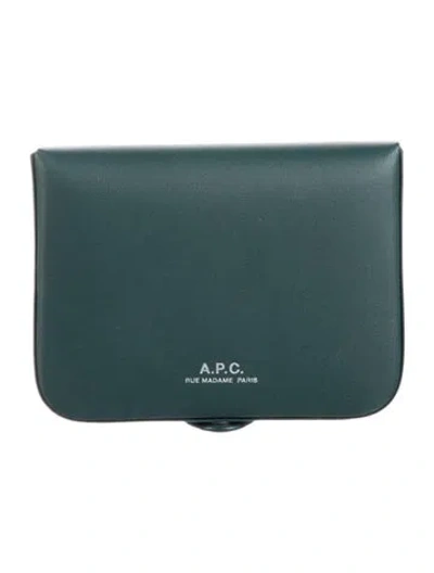 Pre-owned A.p.c. Canvas Compact Wallet In Green