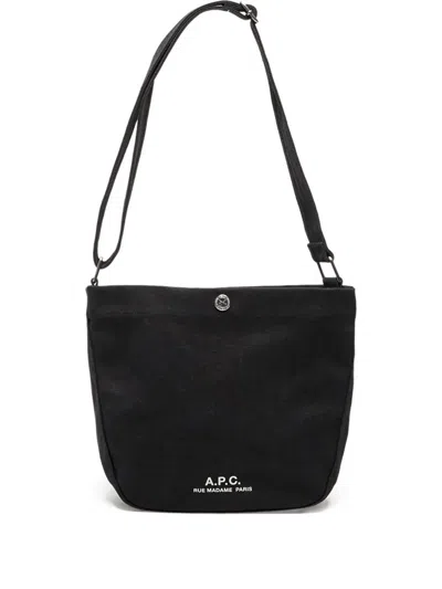 Apc Canvas Shoulder Bag In Black