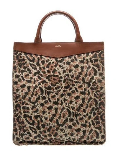 Pre-owned A.p.c. Canvas Tote In Brown