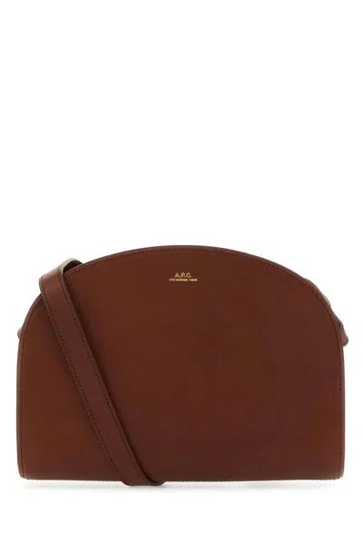 Apc Caramel Leather Demi Lune Shoulder Bag In Brown