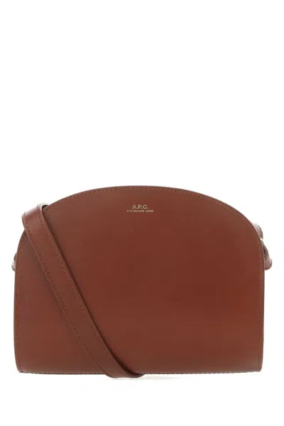 Apc A.p.c. Caramel Leather Mini Demi Lune Shoulder Bag