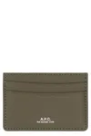 Apc A.p.c. Card Holder André In Leather In Green