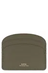 Apc A.p.c. Card Holder Demi Lune In Leather With Logo