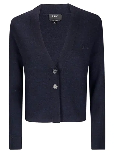 Apc A.p.c. Buttoned V-neck Cardigan In Blue