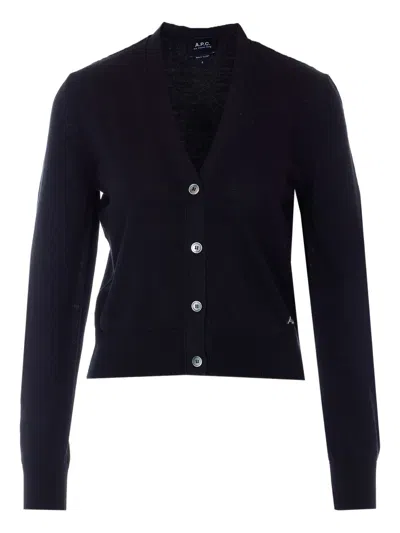 A.p.c. Embroidered-logo Cardigan In Black