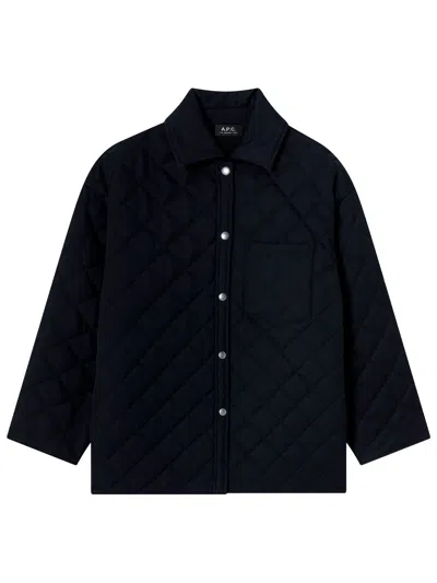 A.p.c. A. P.c. Georges Wool Jacket Womens Xs Navy Blue In Black