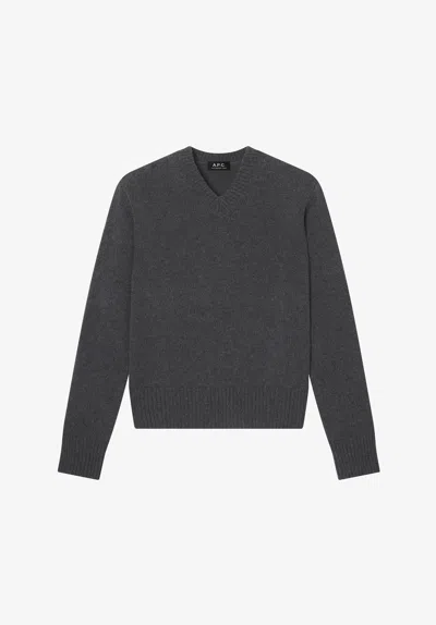 A.p.c. Charcoal Gray Sweater In Recycled Wool Xs Charcoal Grey
