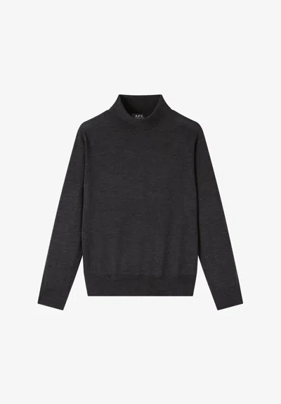 A.p.c. Charcoal Gray Wool Turtleneck Xs Charcoal Grey