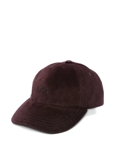 Apc Charlie Corduroy Baseball Cap In Brown