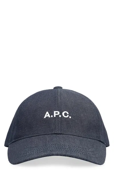 Apc Charlie Logo Baseball Cap In Denim