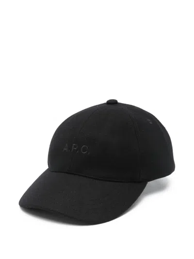 Apc Charlie Logo-embroidered Baseball Cap In Black