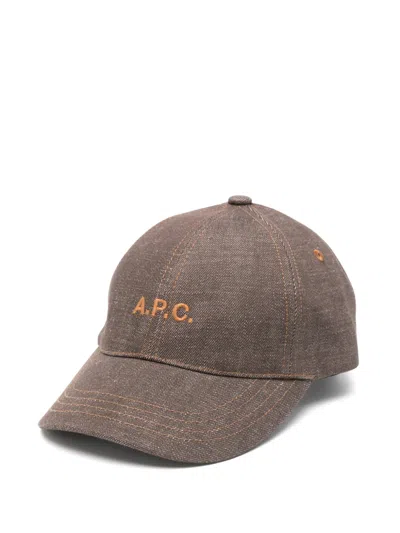 Apc Charlie Logo-embroidered Baseball Cap In Brown