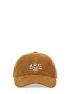 Apc A.p.c. Logo Printed Corduroy Cap In Brown