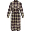 APC A.P.C. CHECKED BELTED MIDI DRESS