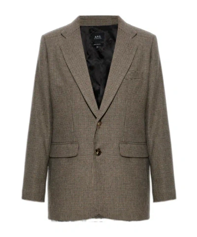 A.p.c. Checked Blazer In Brown