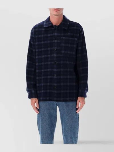 Apc A.p.c. A.p.c. Stanley Checked Wool Overshirt In Blue
