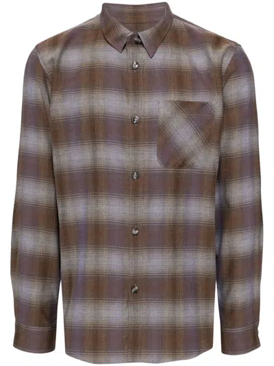 Apc Checked Cotton Shirt In Brown