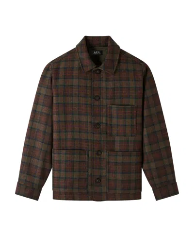 Apc Checked Shirt Jacket In Black