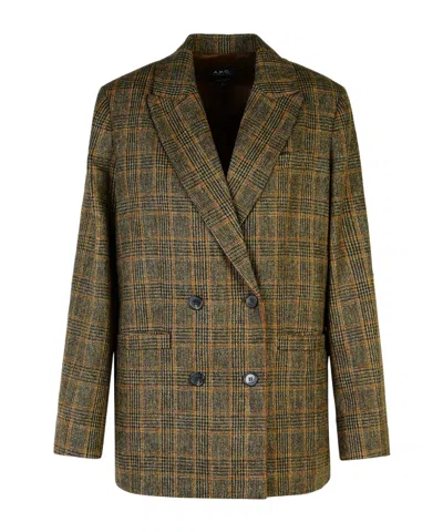 APC A.P.C. CHECKED DOUBLE-BREASTED BLAZER