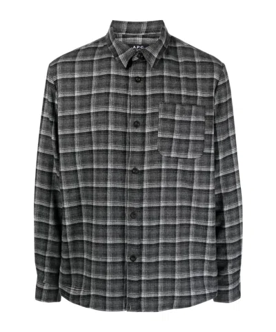 A.p.c. Checked Wool-blend Shirt In Black
