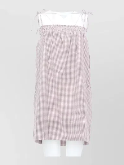 A.p.c. Checkered Dress Sleeveless Tie Shoulder Straps In Pink