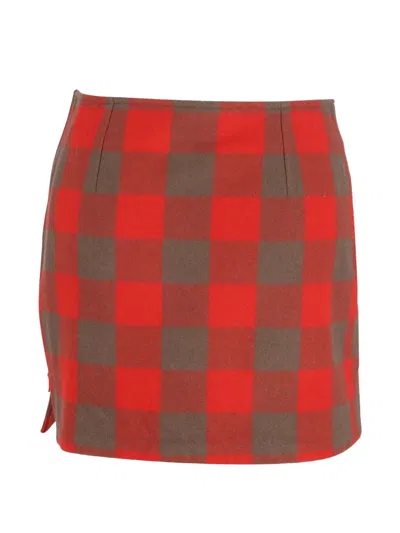 Pre-owned Apc Checkered Mini Skirt In Red