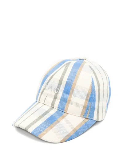 A.p.c. Check-pattern Logo-embroidered Baseball Cap In White