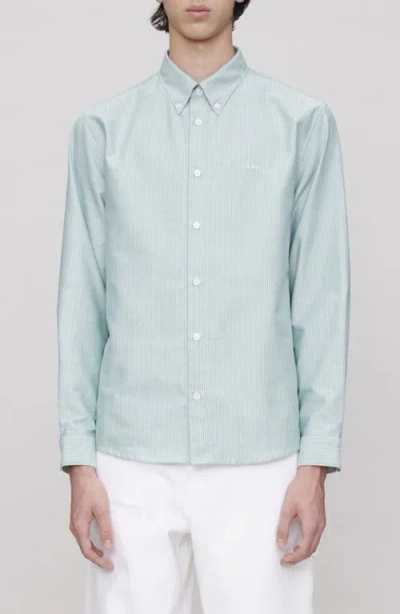 APC A.P.C. CHEMISE GREG STRIPE ORGANIC COTTON BUTTON-DOWN SHIRT