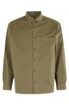 Apc Embroidered-logo Button-down Shirt In Brown