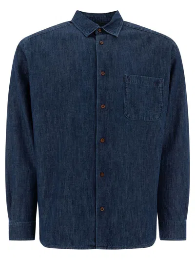 Apc A.p.c. Malo Logo Shirt In Blue